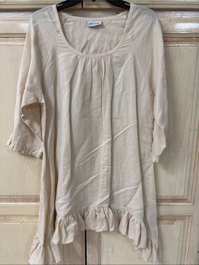 Cream Ruffle-Hem Women’s Top